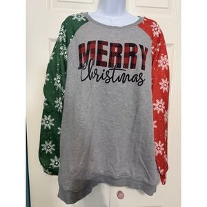 Merry Christmas Sweatshirt Gray, Green And Red Size‎ 2XL